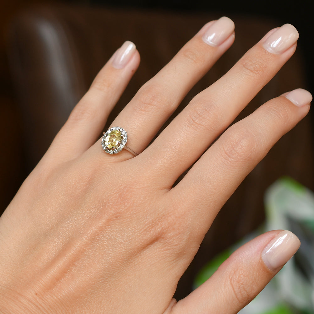 Edwardian Yellow Sapphire & Diamond Daisy Cluster Ring on hold for AB