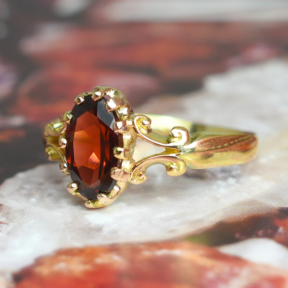 Victorian 2.02ct Garnet Solitaire Ring