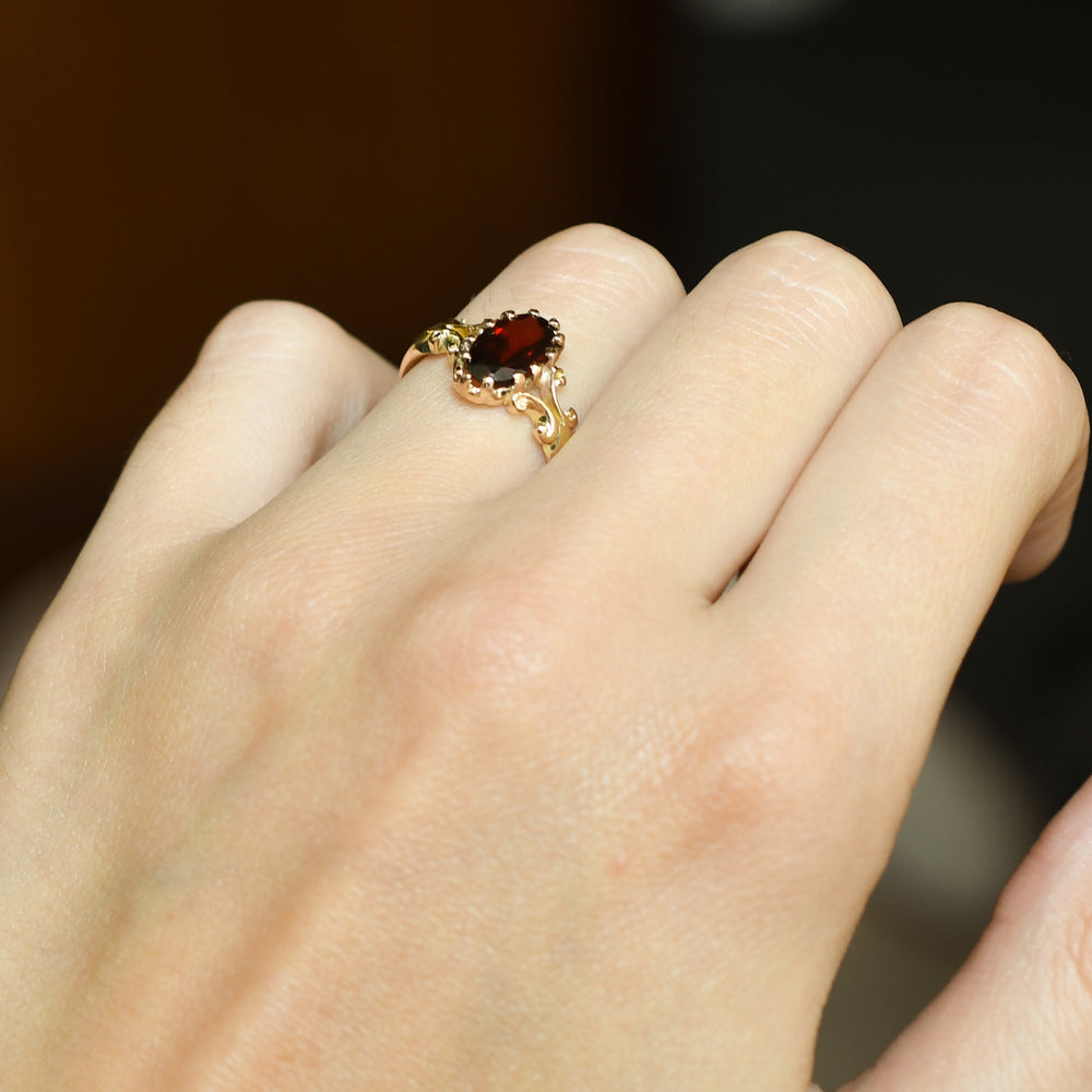Victorian 2.02ct Garnet Solitaire Ring