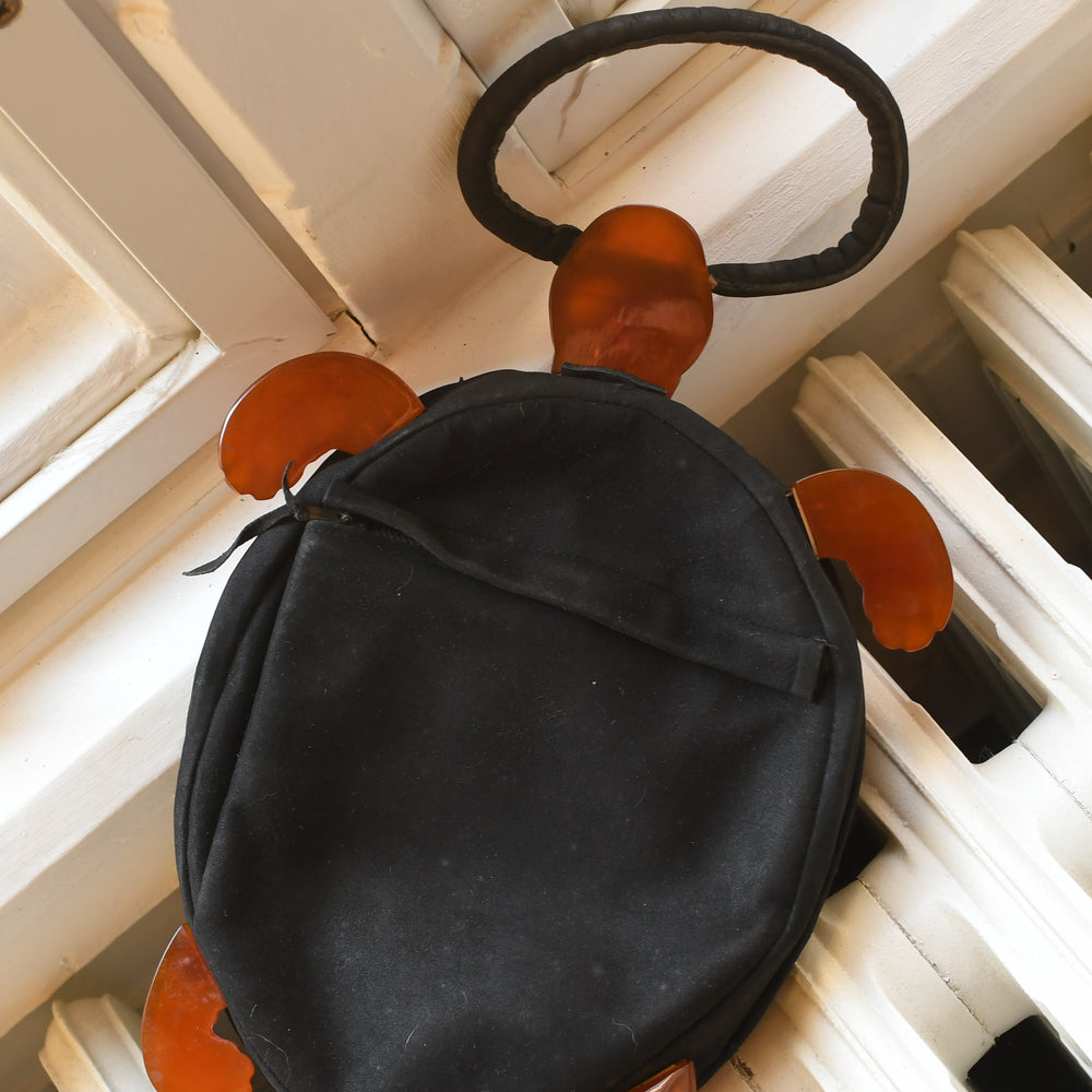 1920's Bakelite Suede Turtle Handbag
