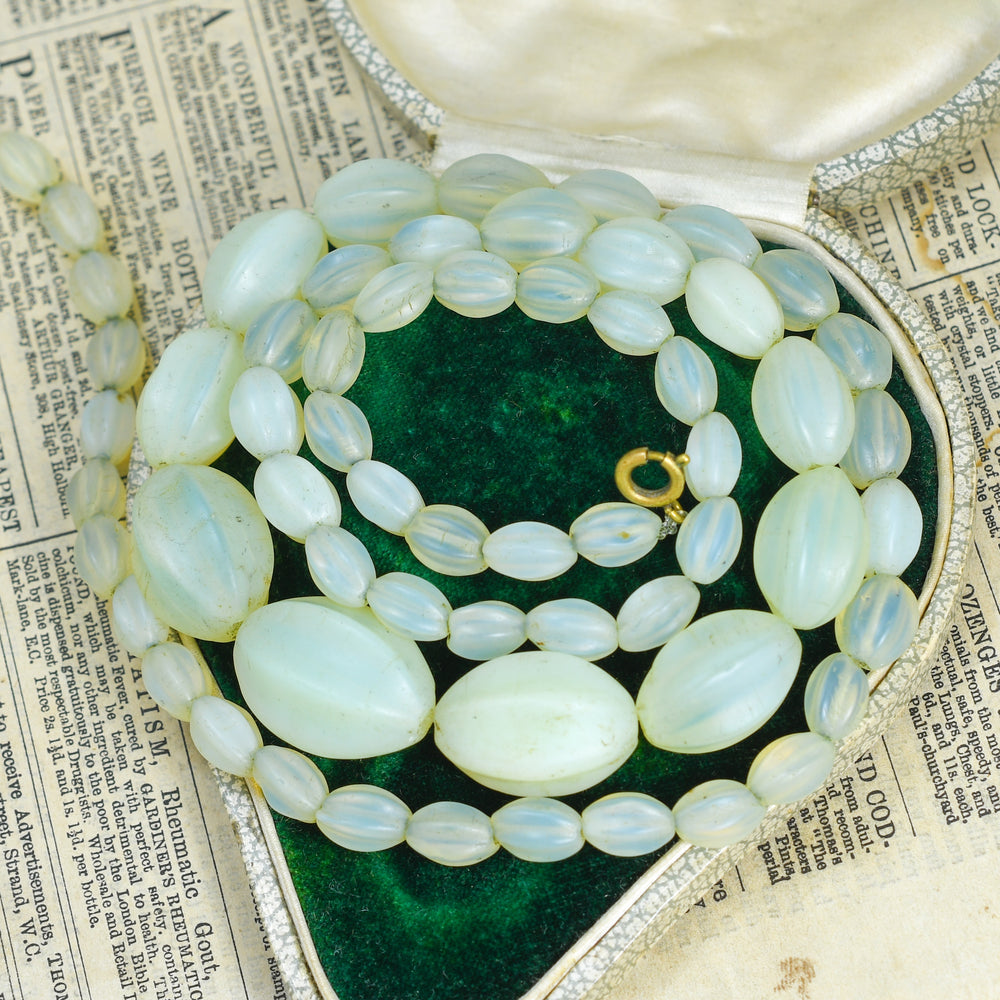 1920's Uranium Glass Bead Necklace