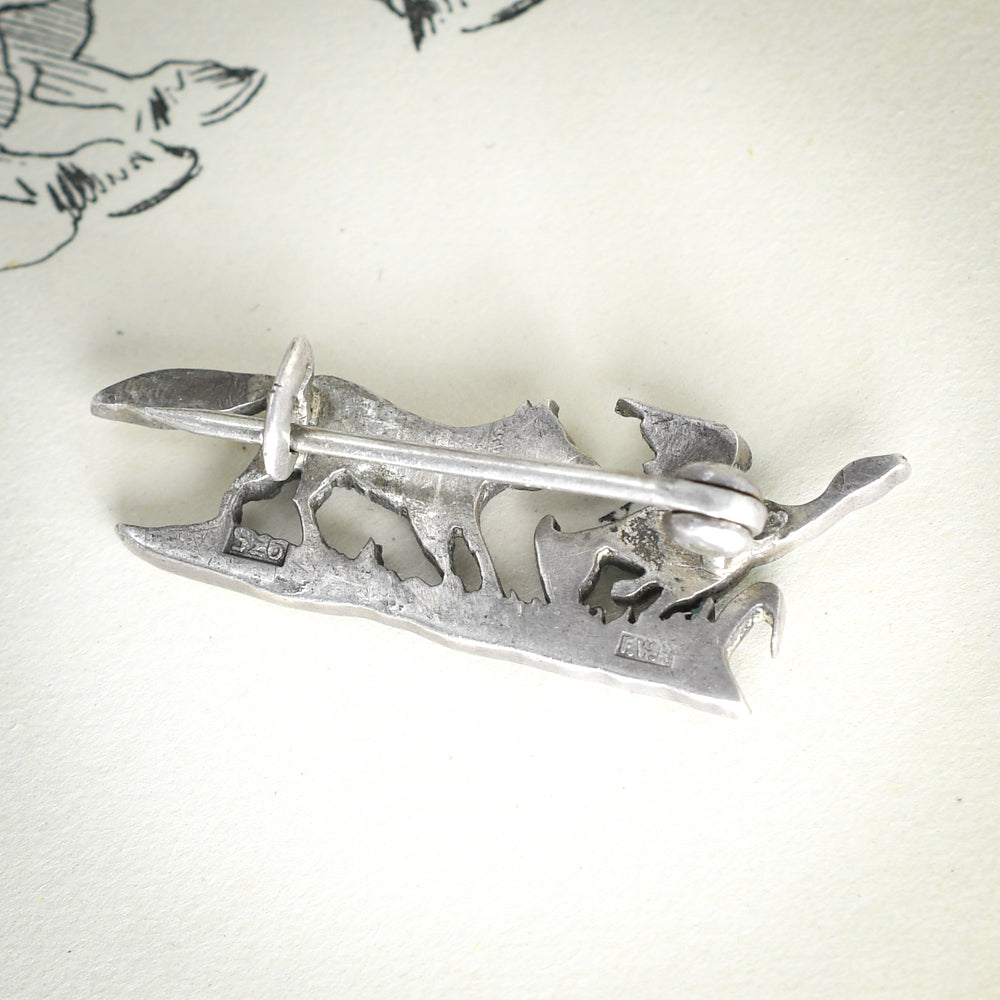 Victorian Fox & Pheasant Brooch