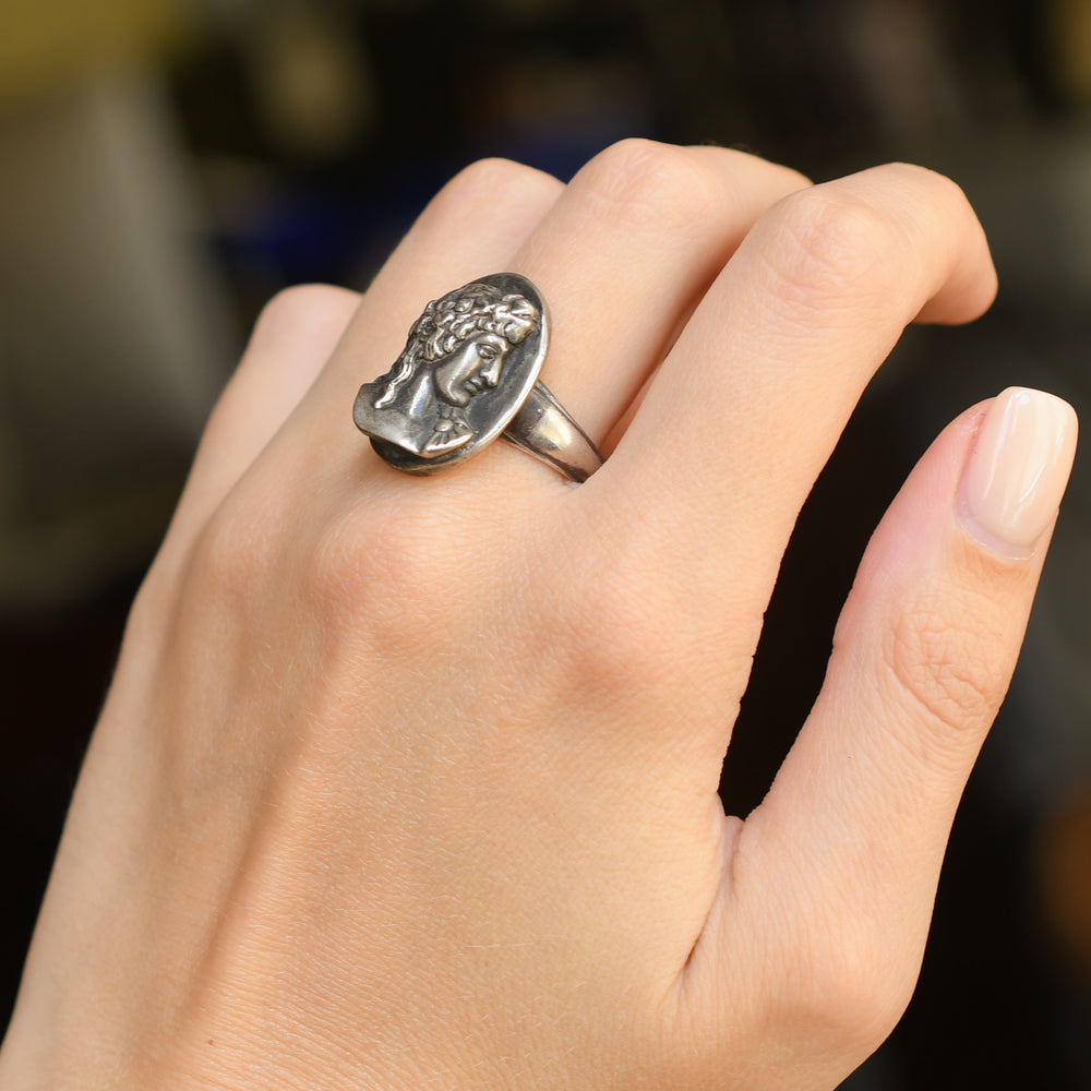 Vintage Antinous Silver Cameo Ring