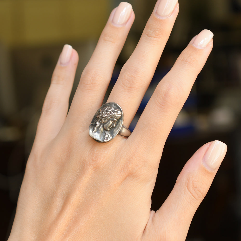 Vintage Antinous Silver Cameo Ring