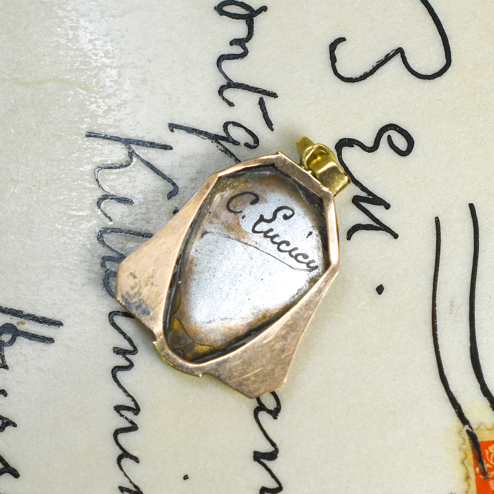 1920's French Limoges Enamel Portrait Pendant