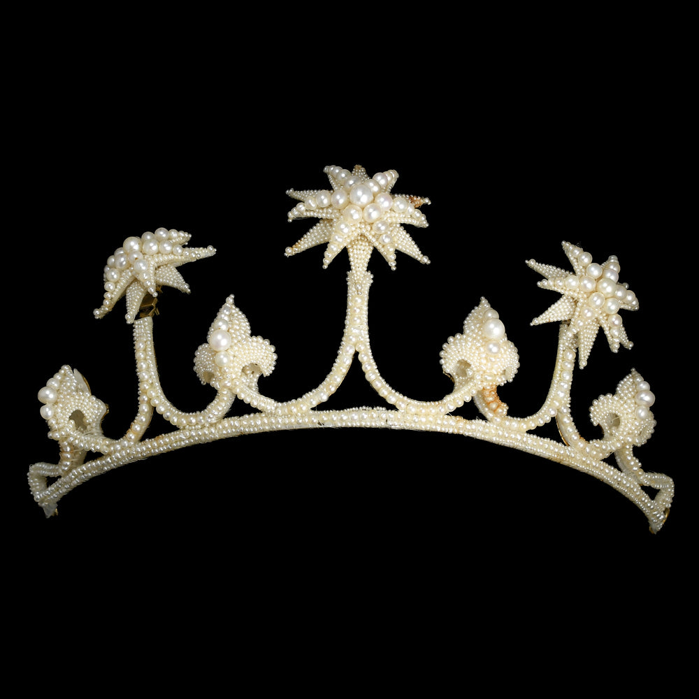 Georgian Boxed Woven Pearl Starburst Tiara