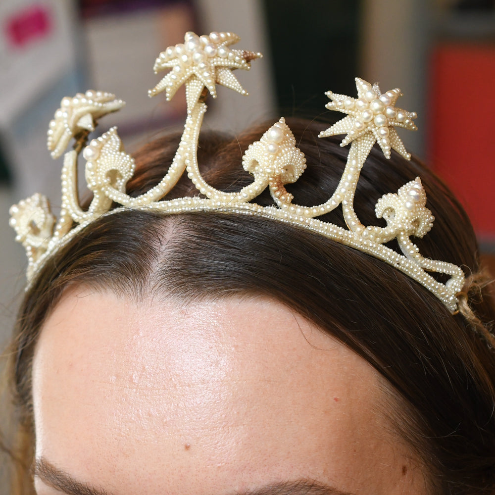 Georgian Boxed Woven Pearl Starburst Tiara