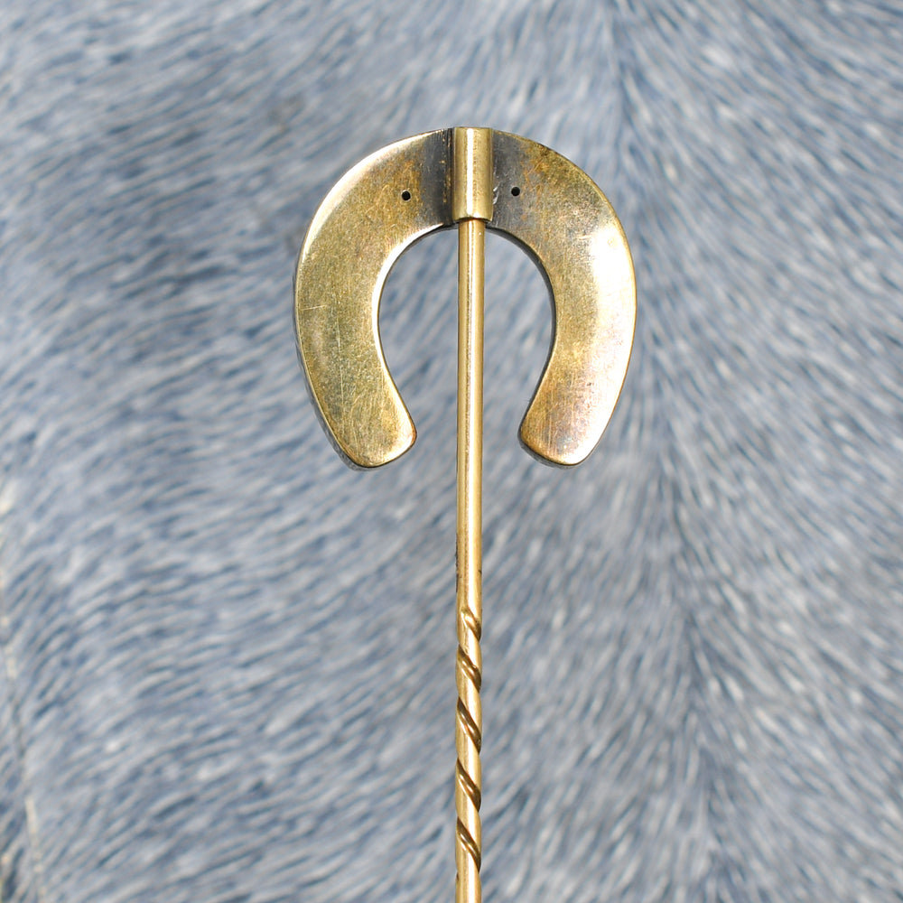 Victorian Boxed Pearl Lucky Horseshoe Stick Pin