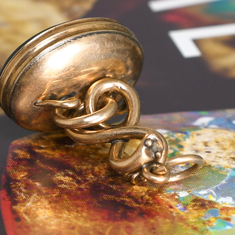 Edwardian Bloodstone Double Snake Fob