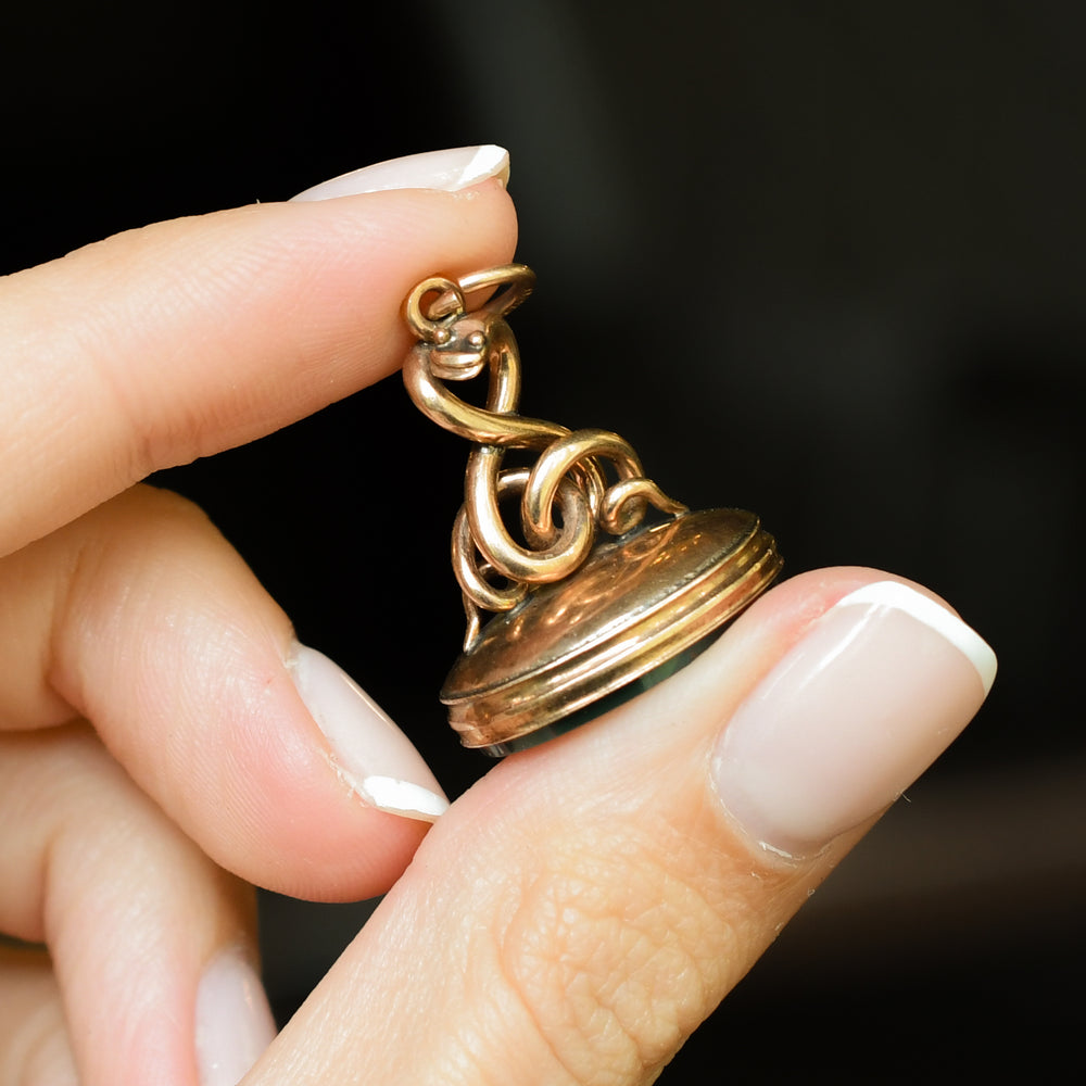 Edwardian Bloodstone Double Snake Fob