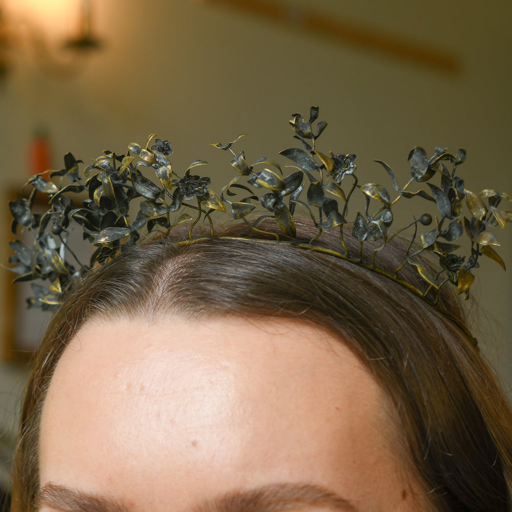 19th Century French Gilt Bronze Myrtle Leaf Tiara