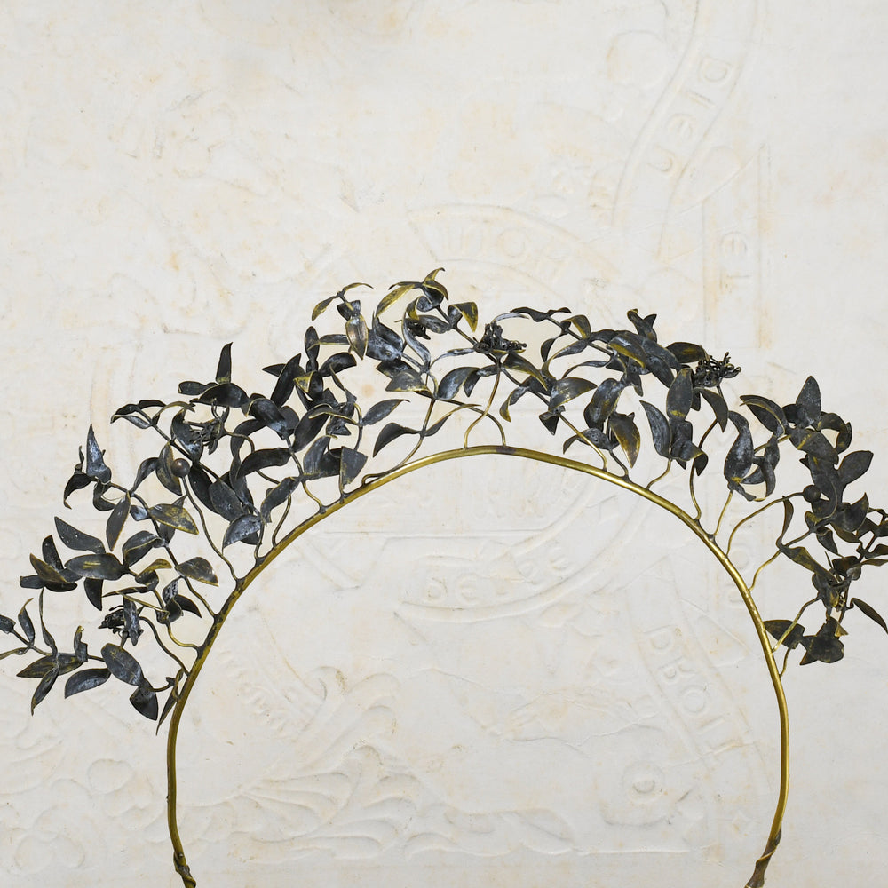 19th Century French Gilt Bronze Myrtle Leaf Tiara