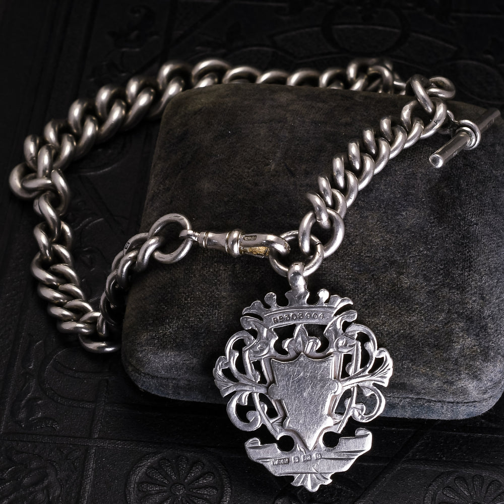 Victorian Albert Chain With T-Bar and Shield