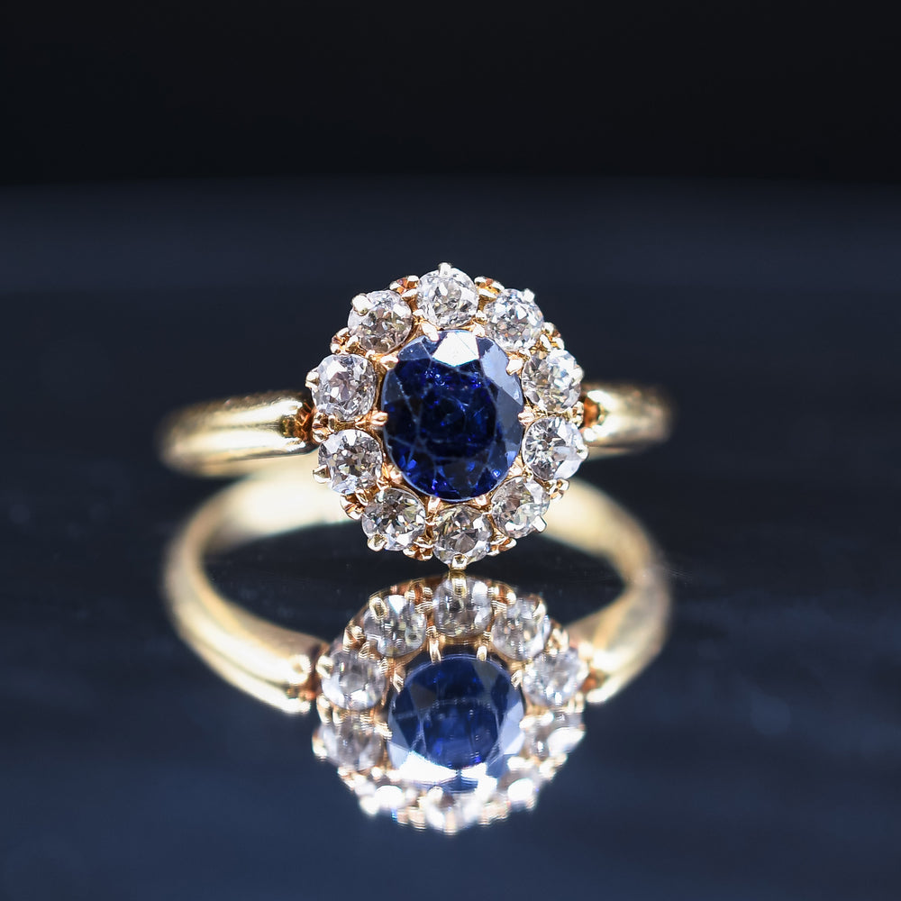 Victorian Sapphire & Diamond Cluster Ring