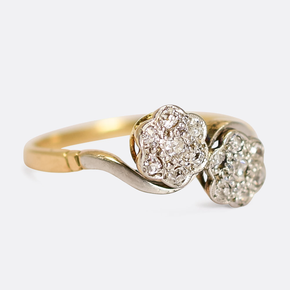 Art Deco Diamond Double Daisy Ring