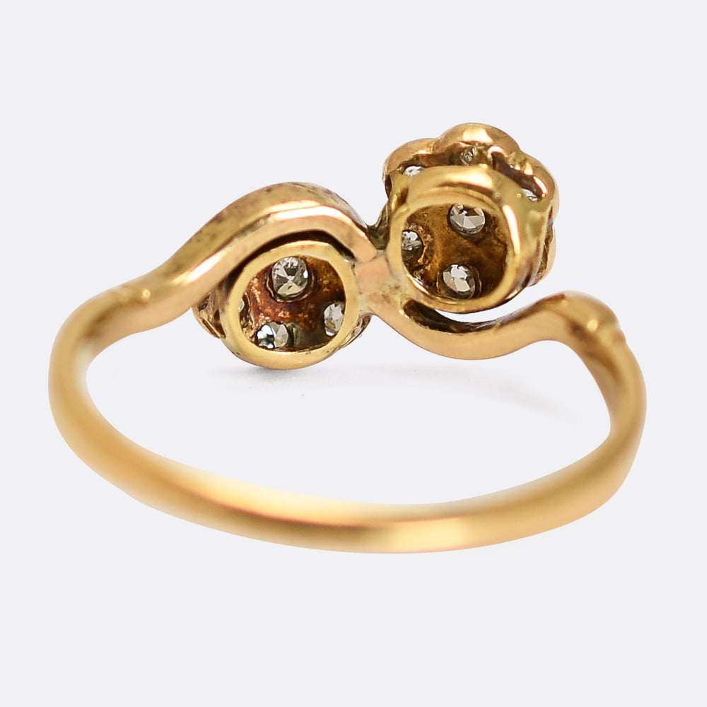 Art Deco Diamond Double Daisy Ring