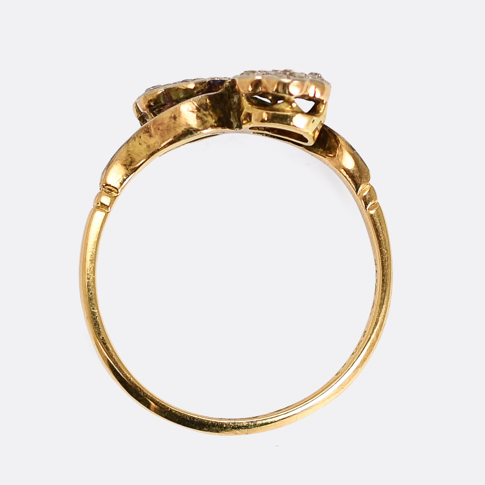 Art Deco Diamond Double Daisy Ring