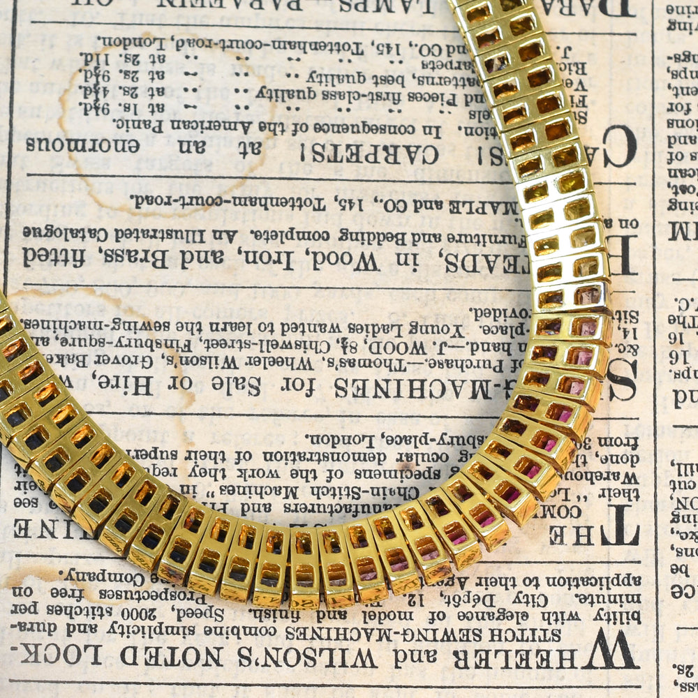 Vintage Rainbow Sapphire 18k Gold Necklace