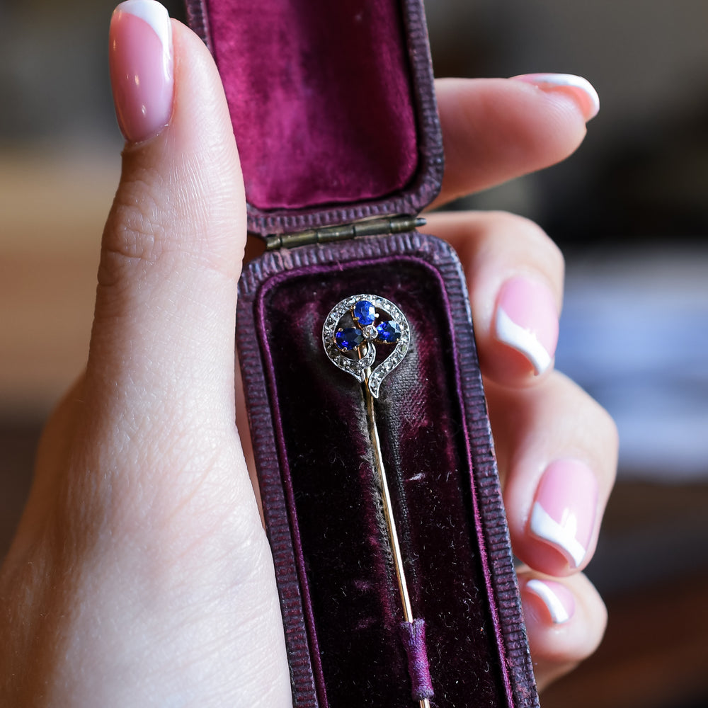 Victorian Sapphire & Diamond Stick Pin