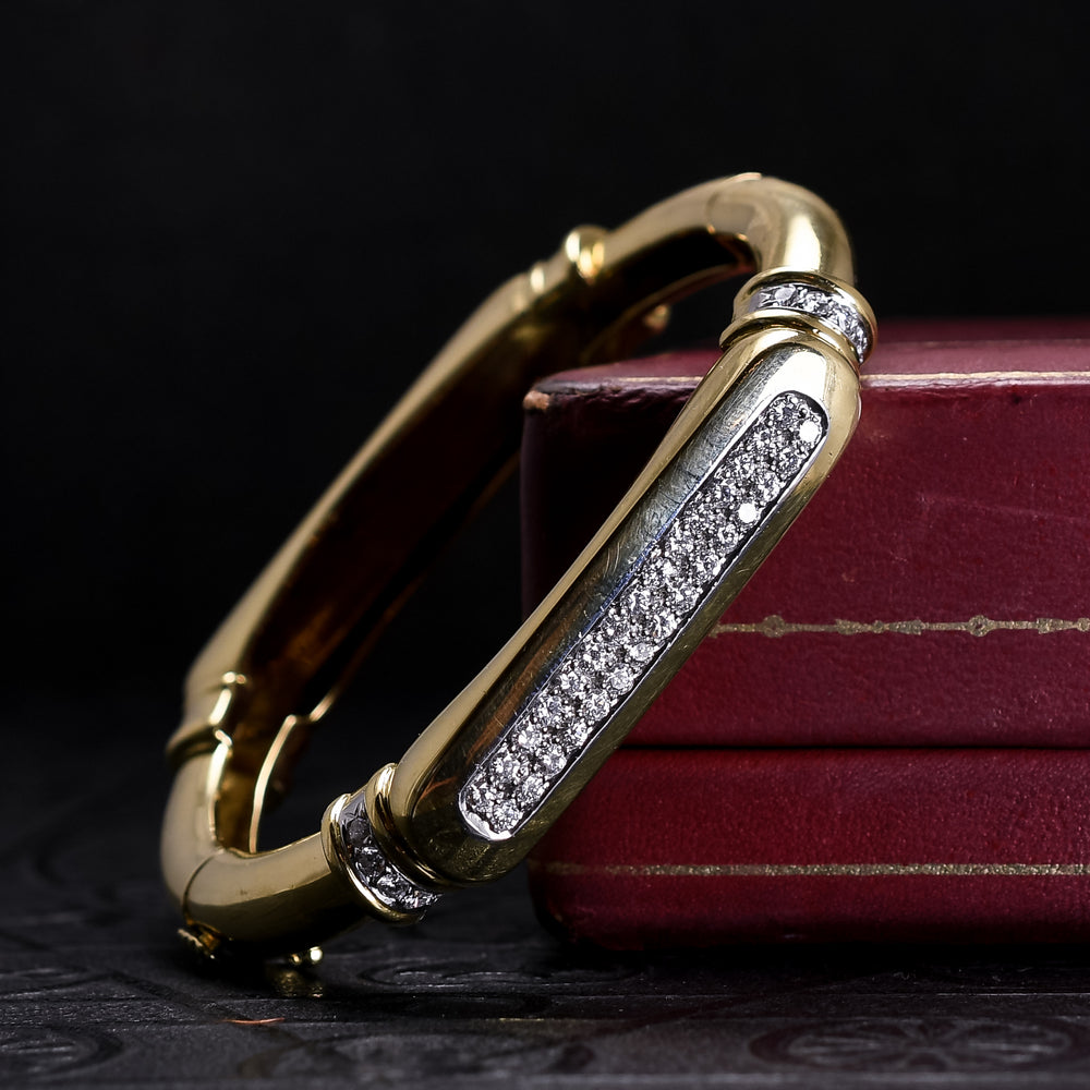 Vintage Cartier 18k Gold Diamond Bangle