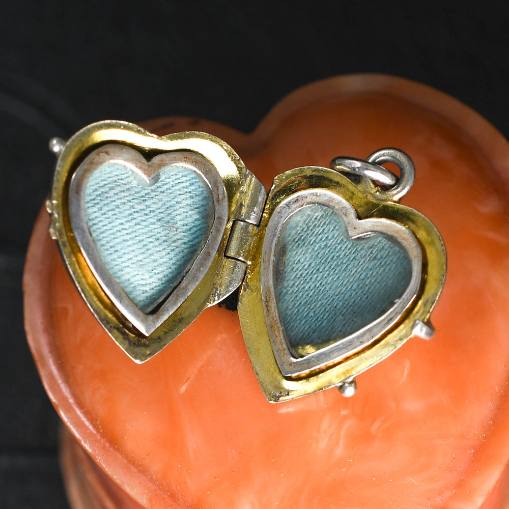 Victorian Silver Lucky Enamel Clover Heart Charm