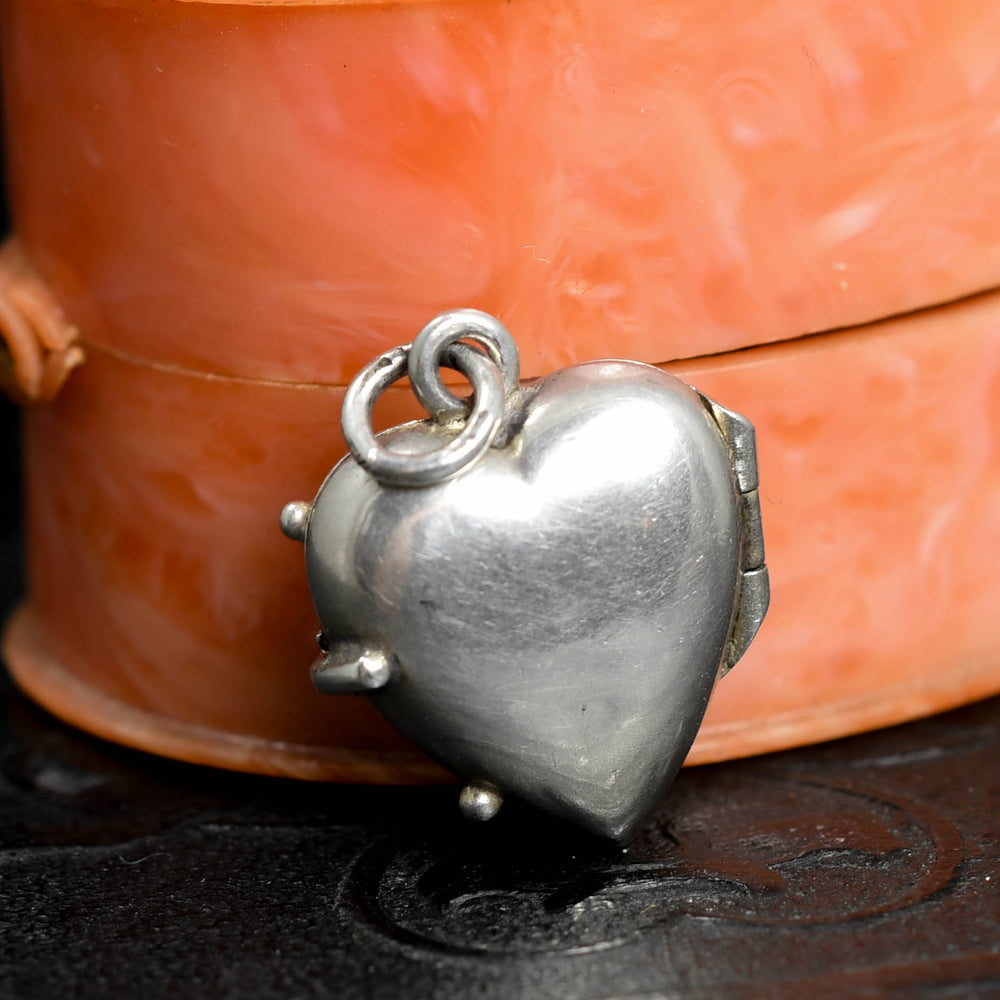 Victorian Silver Lucky Enamel Clover Heart Charm