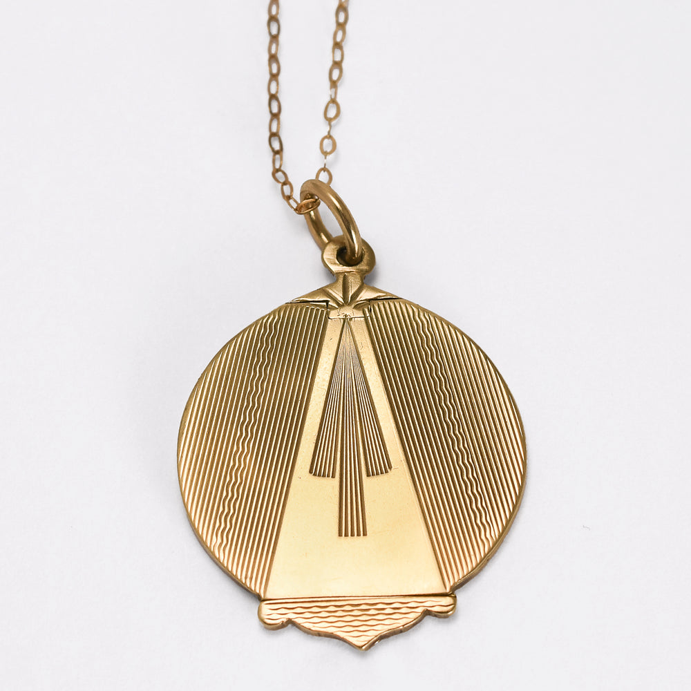 Art Deco 9k Gold Locket Pendant