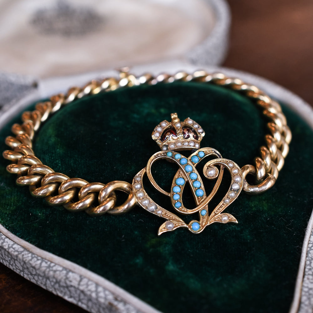 Edwardian Turquoise & Pearl Coronation Bracelet