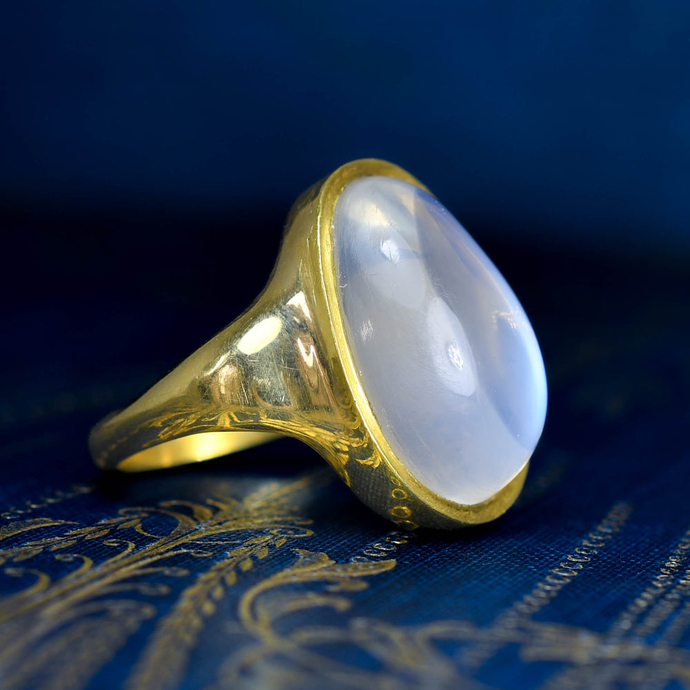 Oversized 16ct Moonstone 22k Gold Solitaire Ring
