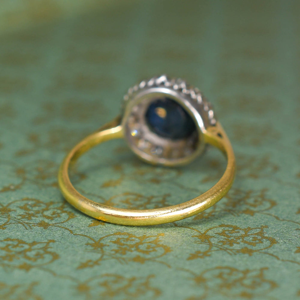 1930's Sapphire & Diamond Round Cluster Ring