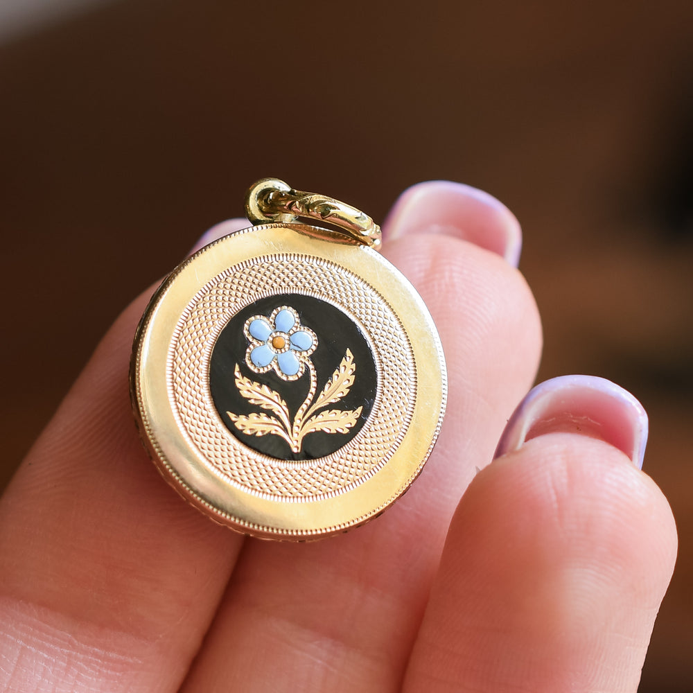 Georgian Enamel Forget-Me-Not Mourning Locket