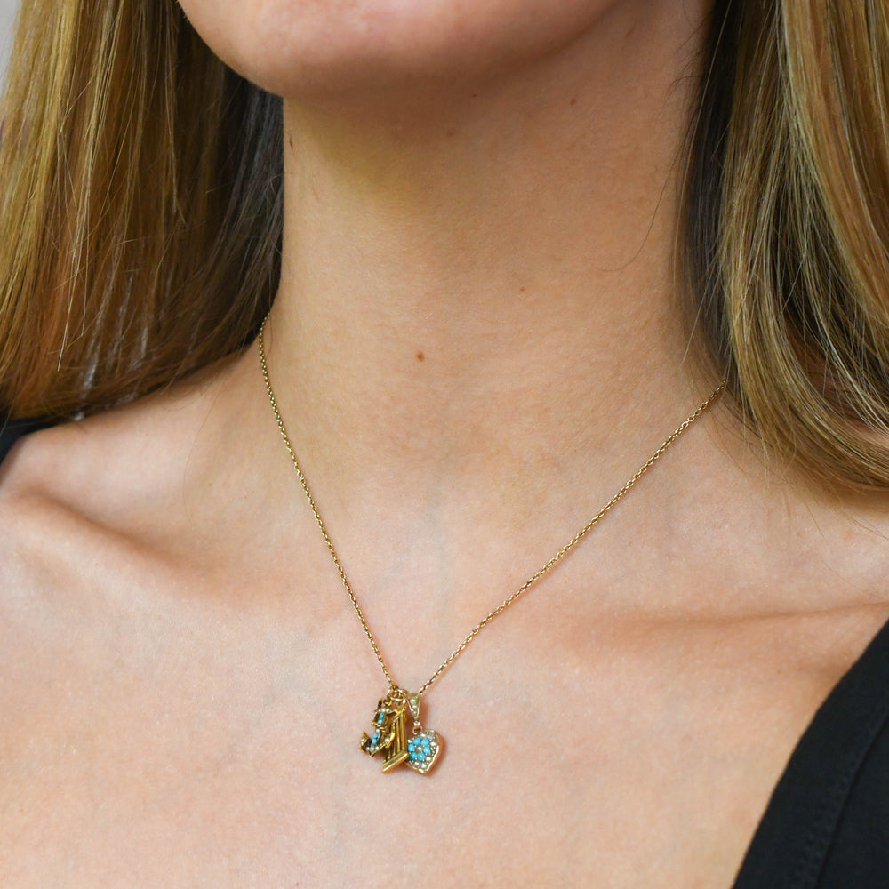 Edwardian Collection of Turquoise & Pearl Charms