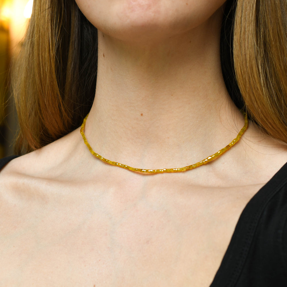 1930's Yellow Diamond Bead Necklace