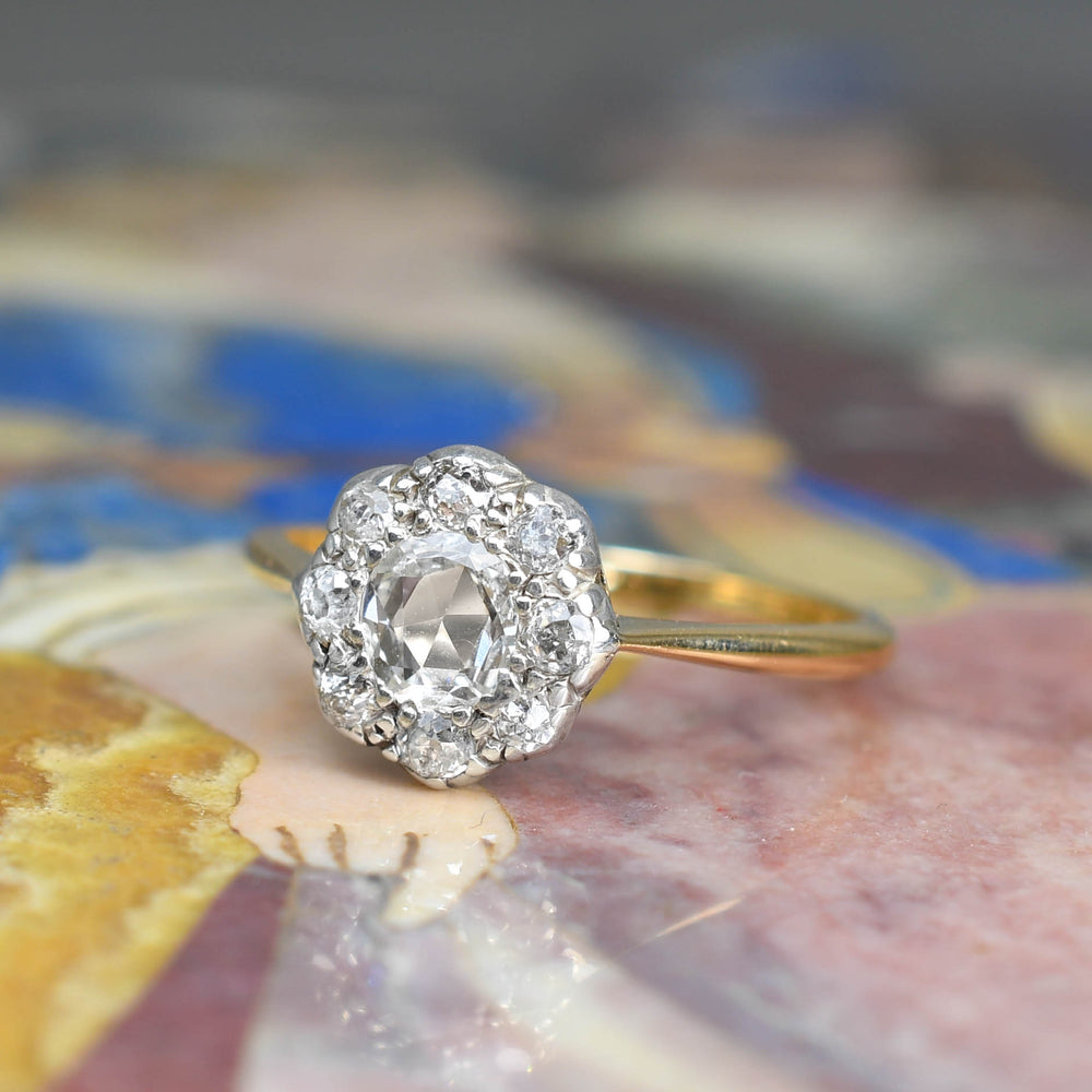 Edwardian Portrait Cut Diamond Cluster Ring