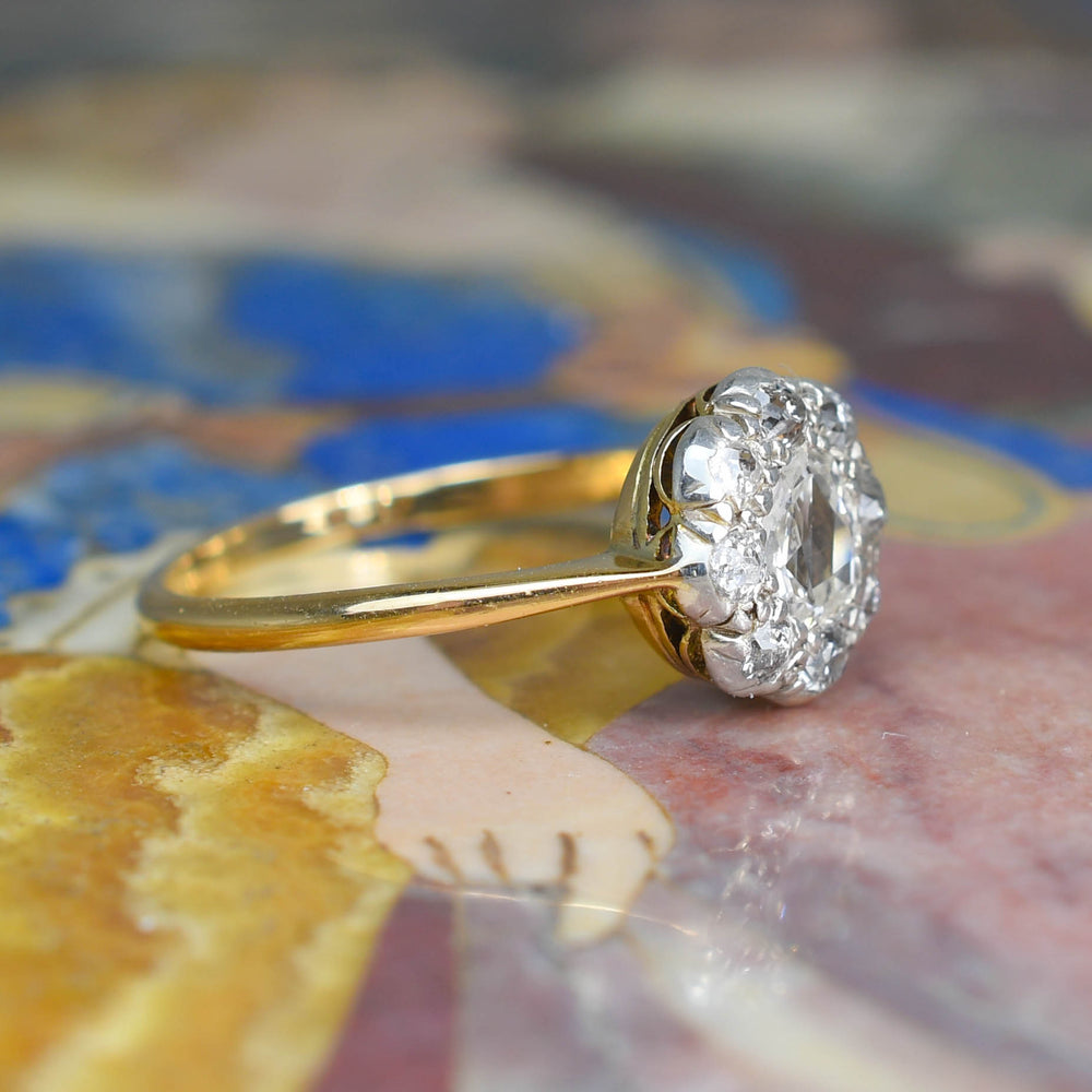 Edwardian Portrait Cut Diamond Cluster Ring
