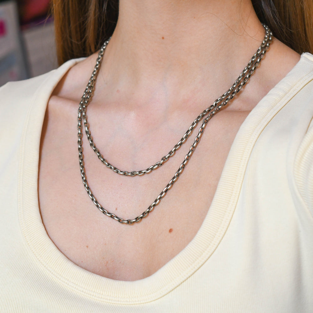 Antique European Silver Long Guard Chain