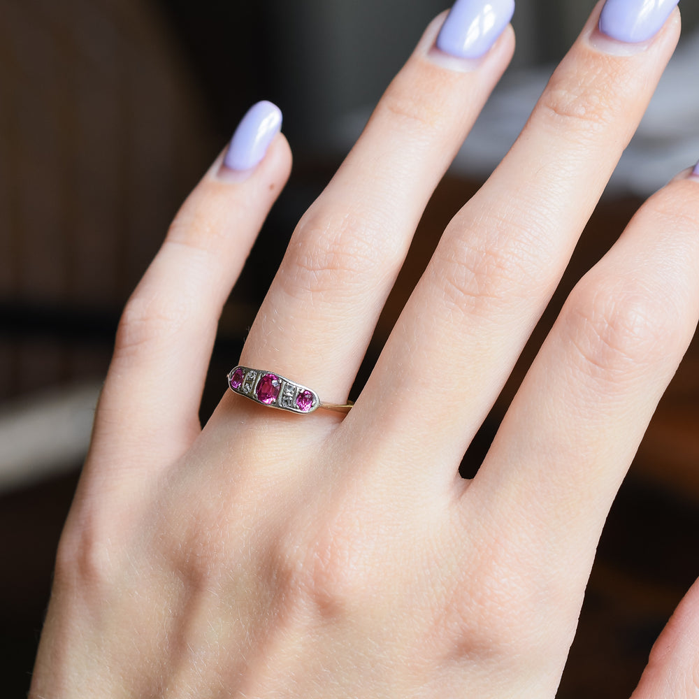 Edwardian 3-Stone Ruby & Diamond Ring