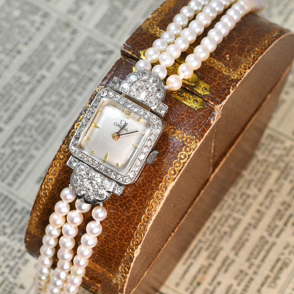 Art Deco Pearl & Diamond Dress Watch by Omega