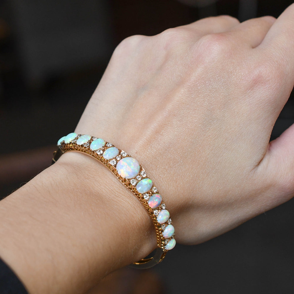 Victorian Opal & Diamond Bangle