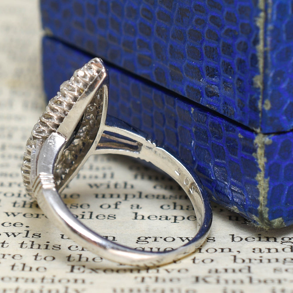Edwardian Sapphire & Diamond Navette Cluster Ring
