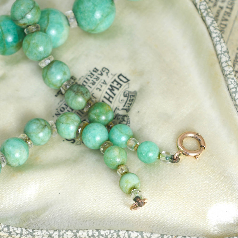 Late Victorian Malachite Bead & Rock Crystal Necklace
