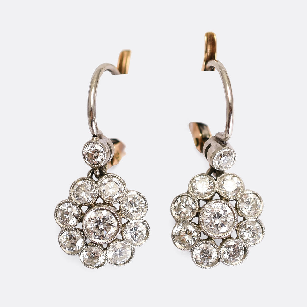 Art Deco Diamond Flower Cluster Earrings
