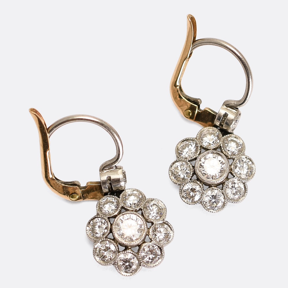 Art Deco Diamond Flower Cluster Earrings