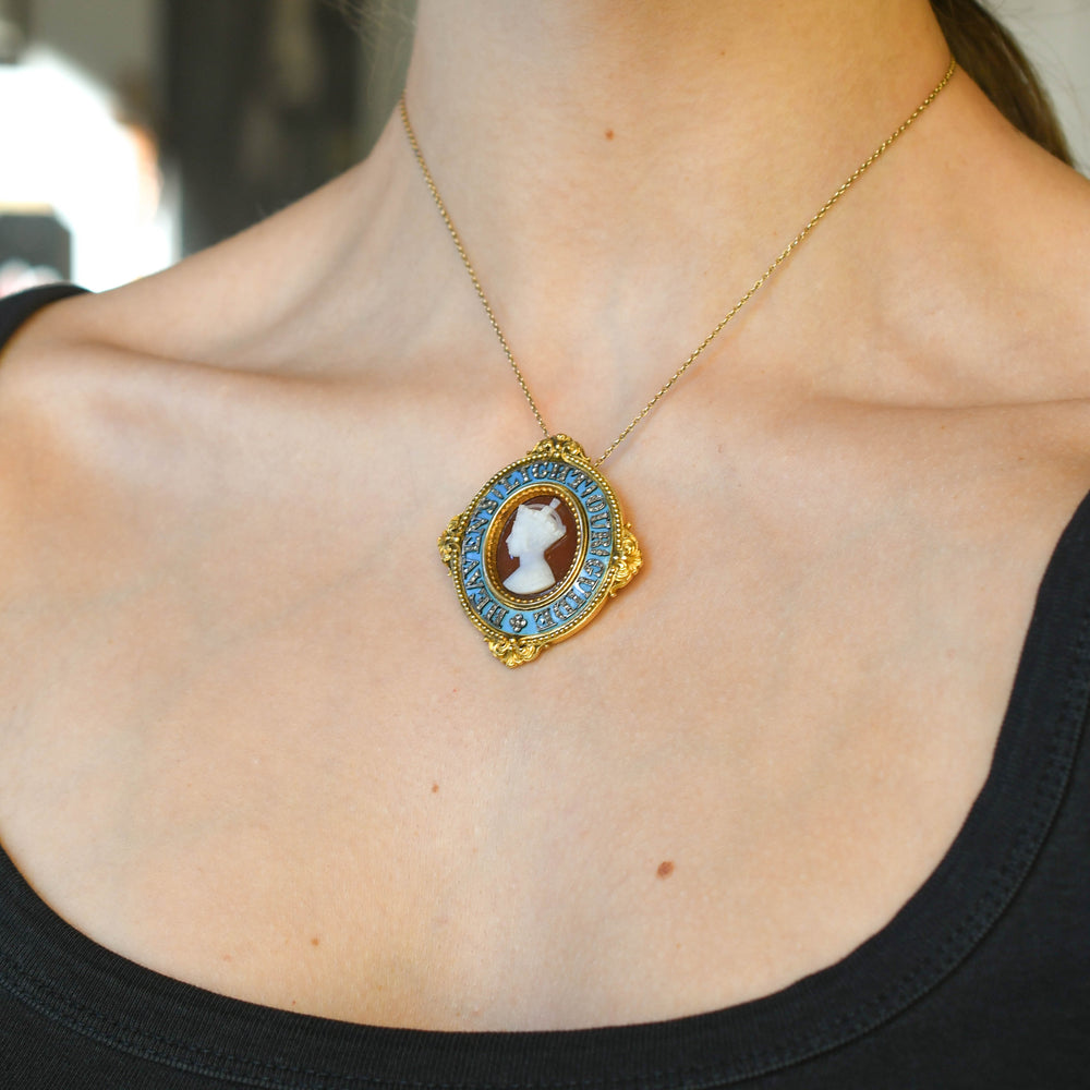 Victorian Enamel & Diamond Cameo 