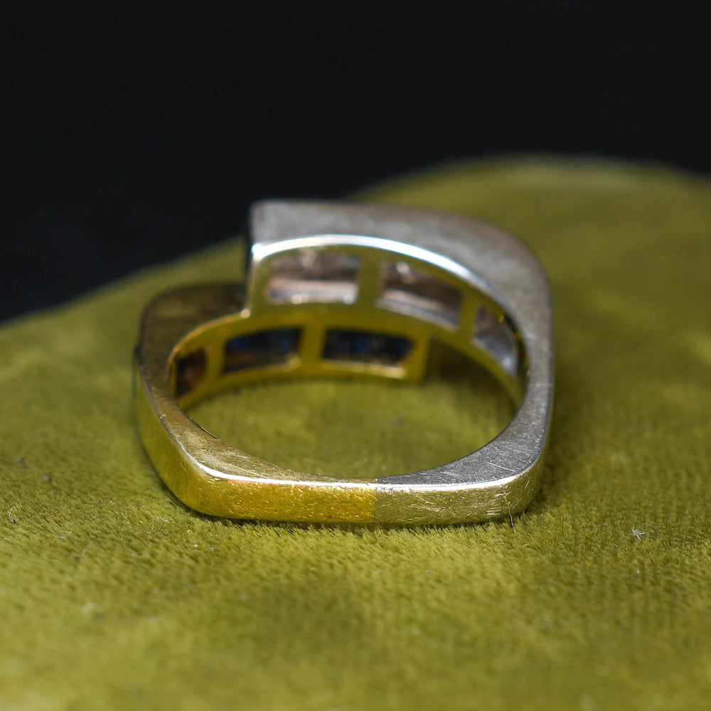 Contemporary Sapphire & Diamond Crossover Band Ring