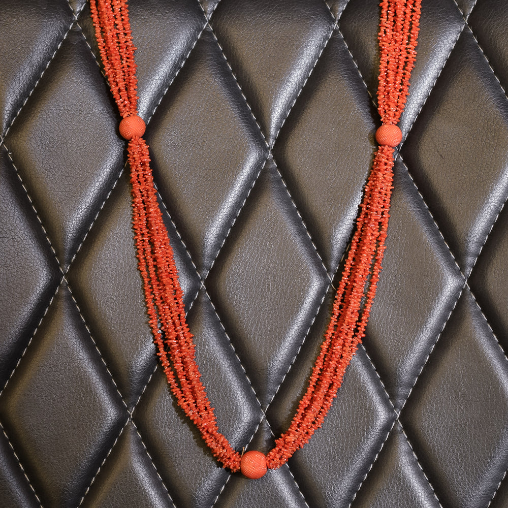 Georgian Coral Bead Sautoir Necklace