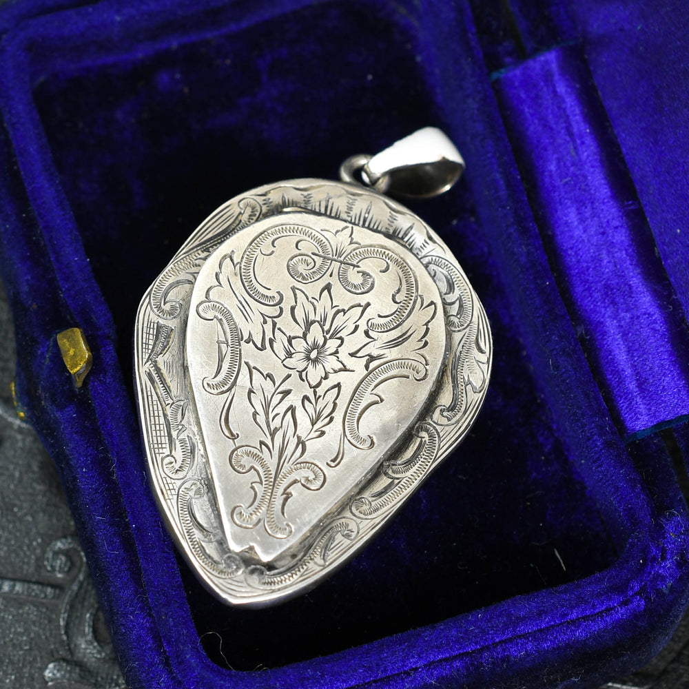 Georgian Porcelain & Silver Masquerade Patch Box Pendant