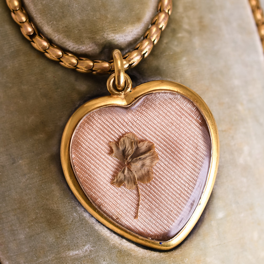 Victorian Acrostic Enamel Heart Pendant & Chain