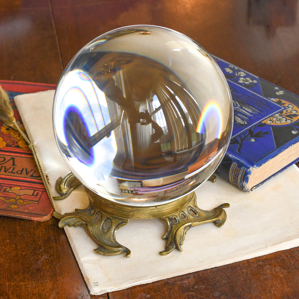 Antique Occult Large Rock Crystal Ball with Stand