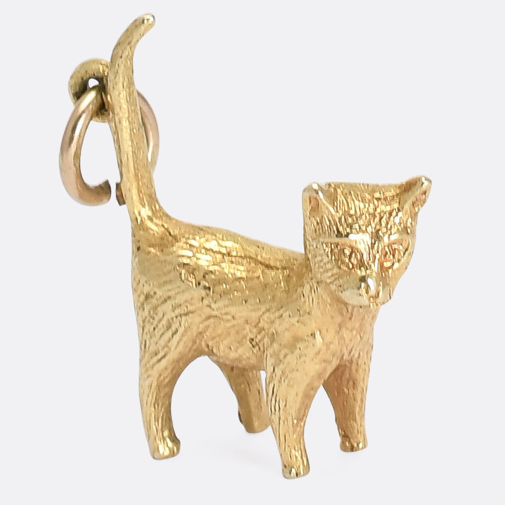 Vintage Gold Cat Charm
